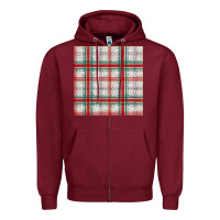 Burgundy christmas plaid seamless pattern Zipper Hoodie - BundleAndBundleShop