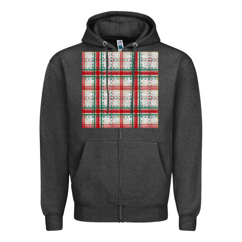 Christmas Plaid Seamless Pattern Zipper Hoodie by BundleAndBundleShop | Teevron