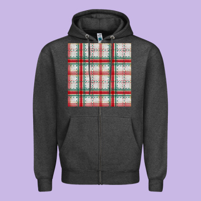 Christmas Plaid Seamless Pattern Zipper Hoodie Designed By Bundleandbundleshop