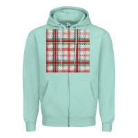 Seafoam christmas plaid seamless pattern Zipper Hoodie - BundleAndBundleShop