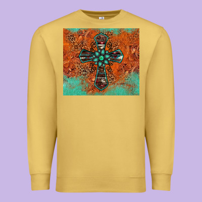 Western Cross Tumbler Premium Sweatshirt Designed By Jasminsmagicworld