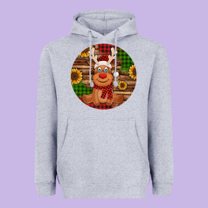 Cute Reindeer Christmas Heavyweight Hoodie Designed By Jasminsmagicworld