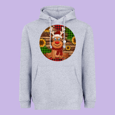 Cute Reindeer Christmas Heavyweight Hoodie Designed By Jasminsmagicworld