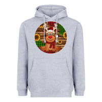 Heather Grey Cute reindeer Christmas Heavyweight Hoodie - Jasminsmagicworld