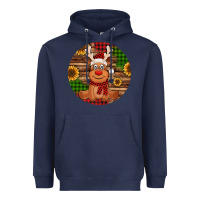Navy Cute reindeer Christmas Heavyweight Hoodie - Jasminsmagicworld