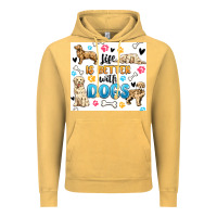 Vintage Mustard life is better with dogs Vintage Hoodie - MaliasSmallBusiness