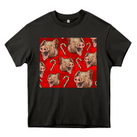 Asphalt Yorkshire Pig And Candy Cane Heavy Core Tee - LillyAllenDesigns