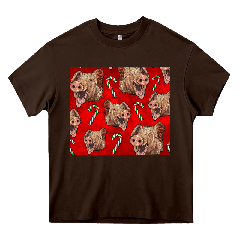 Yorkshire Pig And Candy Cane Heavy Core Tee by LillyAllenDesigns | Teevron