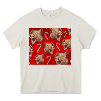 Cream Yorkshire Pig And Candy Cane Heavy Core Tee - LillyAllenDesigns