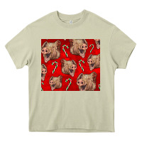 Mossy Yorkshire Pig And Candy Cane Heavy Core Tee - LillyAllenDesigns
