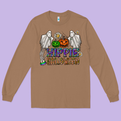 Hippie Halloween Long Sleeve Tee Designed By Cowhidedigitalart