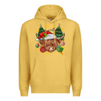 Antique Gold Christmas highland cow Premium Hoodie - MaliasSmallBusiness