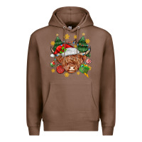 Chestnut Christmas highland cow Premium Hoodie - MaliasSmallBusiness