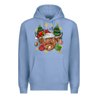 Colony Blue Christmas highland cow Premium Hoodie - MaliasSmallBusiness