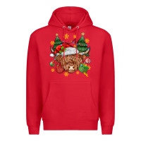 Red Christmas highland cow Premium Hoodie - MaliasSmallBusiness