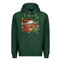 Sports Green Christmas highland cow Premium Hoodie - MaliasSmallBusiness