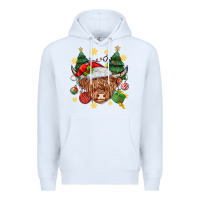 White Christmas highland cow Premium Hoodie - MaliasSmallBusiness