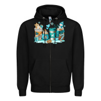 Black winter coffe cups Zipper Hoodie - AdoDesignShop