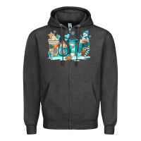 Charcoal Heather winter coffe cups Zipper Hoodie - AdoDesignShop
