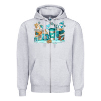Heather Grey winter coffe cups Zipper Hoodie - AdoDesignShop