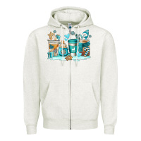 Oatmeal Heather winter coffe cups Zipper Hoodie - AdoDesignShop
