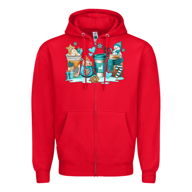 Winter Coffe Cups Zipper Hoodie by AdoDesignShop | Teevron