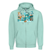 Seafoam winter coffe cups Zipper Hoodie - AdoDesignShop
