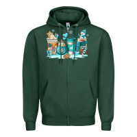 Sports Green winter coffe cups Zipper Hoodie - AdoDesignShop