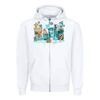 White winter coffe cups Zipper Hoodie - AdoDesignShop