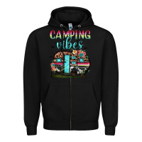 Black camping vibes Zipper Hoodie - JahusDesignShop