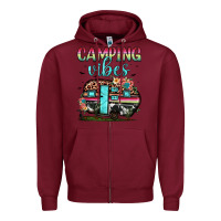 Burgundy camping vibes Zipper Hoodie - JahusDesignShop