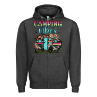 Charcoal Heather camping vibes Zipper Hoodie - JahusDesignShop