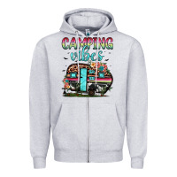 Heather Grey camping vibes Zipper Hoodie - JahusDesignShop