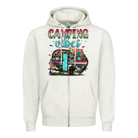 Oatmeal Heather camping vibes Zipper Hoodie - JahusDesignShop