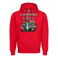 Red camping vibes Zipper Hoodie - JahusDesignShop
