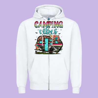 Camping Vibes Zipper Hoodie Designed By Jahusdesignshop