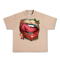 Burro strawberry lips with leopard Urban Heavy Tee - texasbilliewilder