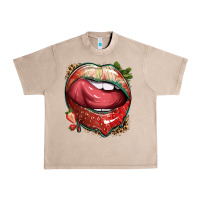 French Oak strawberry lips with leopard Urban Heavy Tee - texasbilliewilder