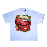 Grape Ice strawberry lips with leopard Urban Heavy Tee - texasbilliewilder