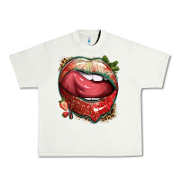 Pistachio strawberry lips with leopard Urban Heavy Tee - texasbilliewilder