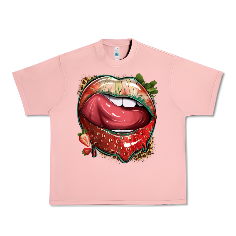 Strawberry Lips With Leopard Urban Heavy Tee by texasbilliewilder | Teevron
