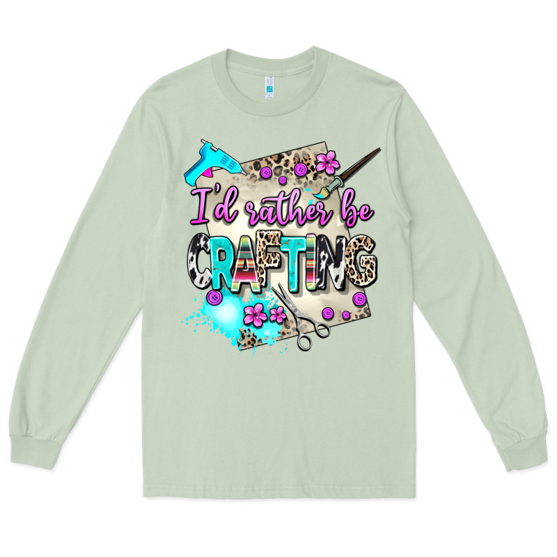I D Rather Be Crafting Long Sleeve Tee by AdoDesignShop | Teevron