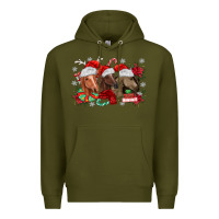 Army Green christmas horses Premium Hoodie - MaliasSmallBusiness