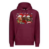 Burgundy christmas horses Premium Hoodie - MaliasSmallBusiness