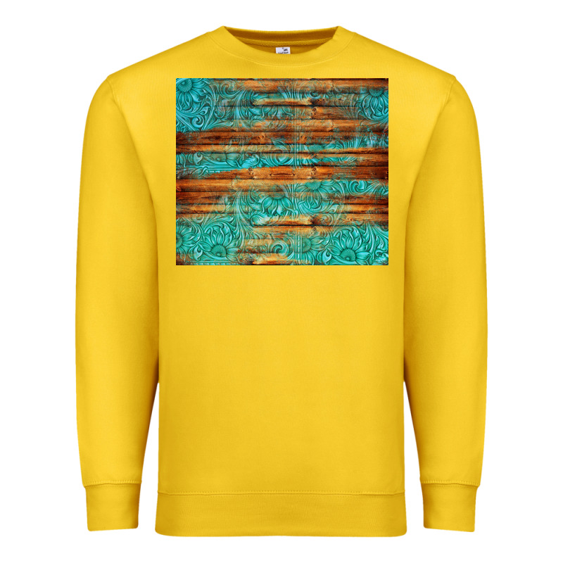 Turquoise  Leather And Wooden Pattern Tumbler Premium Sweatshirt by Jasminsmagicworld | Teevron