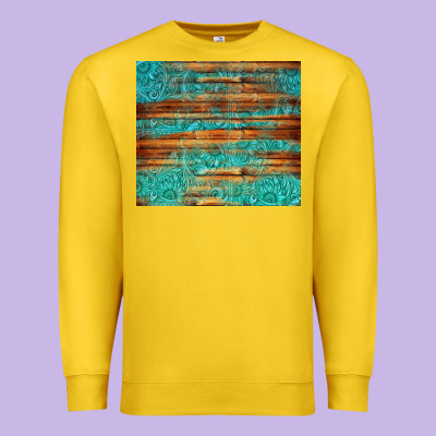 Turquoise  Leather And Wooden Pattern Tumbler Premium Sweatshirt Designed By Jasminsmagicworld
