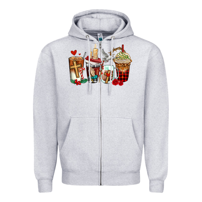Religious Coffee Cups Zipper Hoodie by AdoDesignShop | Teevron