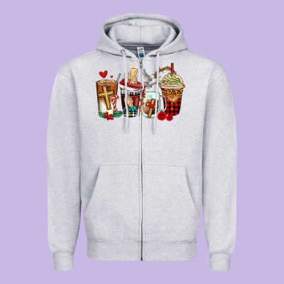 Religious Coffee Cups Zipper Hoodie Designed By Adodesignshop