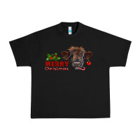 Black merry christmas highland calf with candy cane Urban Heavy Tee - RanaPortraitStore