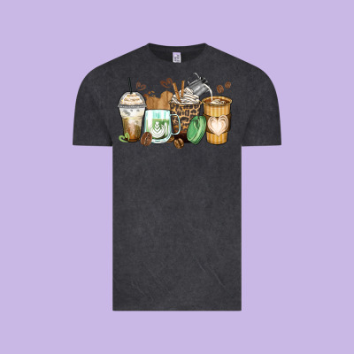 Latte Coffee Cups Vintage Tee Designed By Zillion Design Studio
